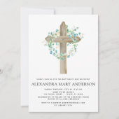 Baptisme Greenery Sage Eucalyptus Wooden Cross Kaart (Voorkant)