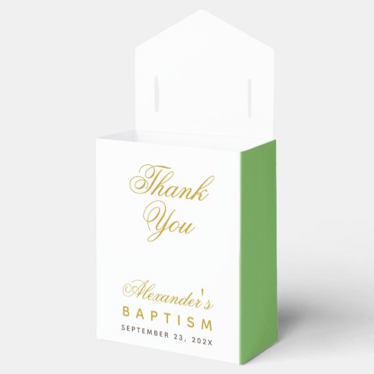 Baptisme Greenery Wreator Gold Cross-Gender Neutra Bedankdoosjes (Geopend)