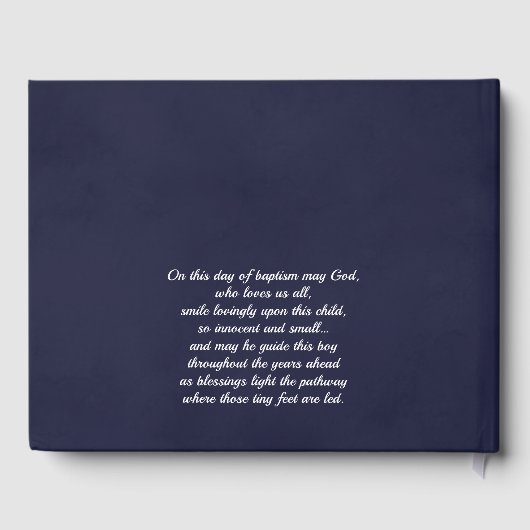 Baptisme Guest Book, Navy & Gold Boy Gastenboek (Achterkant)