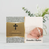 Baptisme Hartelijk dank | Aangepast fotozilver gou Bedankkaart (Staand voorkant)
