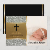 Baptisme Hartelijk dank | Aangepast fotozilver gou Bedankkaart (Voorkant / Achterkant)