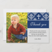 Baptisme Hartelijk dank Aangepaste fotokaart Navy  Bedankkaart (Voorkant)
