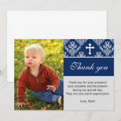 Baptisme Hartelijk dank Aangepaste fotokaart Navy  Bedankkaart (Voorkant / Achterkant)