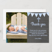 Baptisme Hartelijk dank! Opmerking: Fotokaart Blue Bedankkaart (Voorkant / Achterkant)