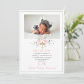 Baptisme Hartelijk dank voor de kaart Roze meisje (Staand voorkant)