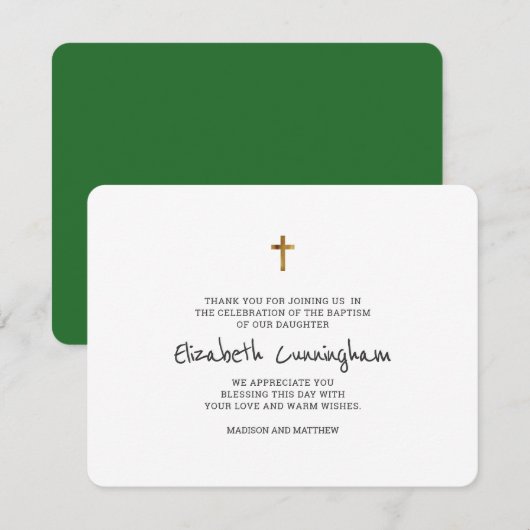 Baptisme Hartelijk dank voor het moderne, eenvoudi Bedankkaart (Voorkant / Achterkant)