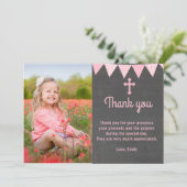 Baptisme Hartelijk dank voor uw fotokaart Roze Cha Bedankkaart (Staand voorkant)