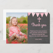 Baptisme Hartelijk dank voor uw fotokaart Roze Cha Bedankkaart (Voorkant / Achterkant)