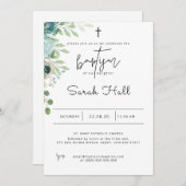 Baptisme Invitation Dusty Blue Kaart (Voorkant / Achterkant)