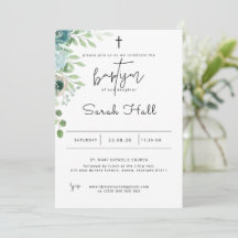 Baptisme Invitation Dusty Blue