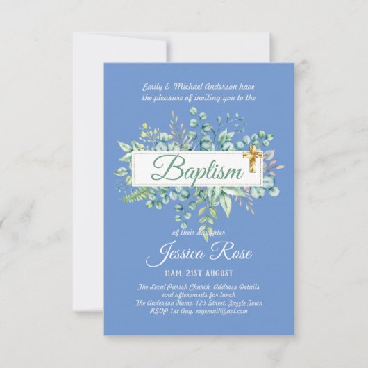 Baptisme Invitation Eucalyptus Greenery BUDGET (Voorkant)