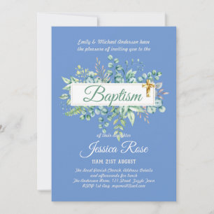 Baptisme Invitation Eucalyptus Greenery BUDGET