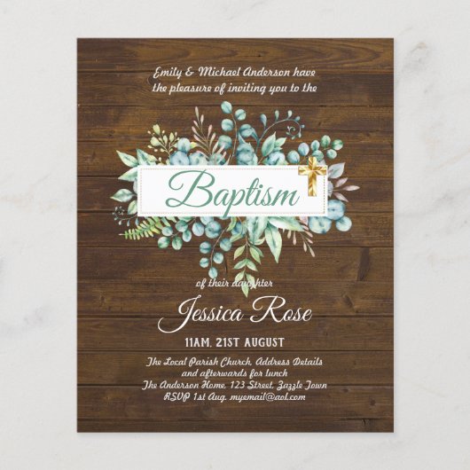 Baptisme Invitation Eucalyptus Greenery BUDGET (Voorkant)