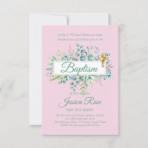 Baptisme Invitation Eucalyptus Greenery BUDGET
