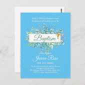 Baptisme Invitation Eucalyptus Greenery BUDGET Briefkaart (Voorkant / Achterkant)
