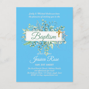 Baptisme Invitation Eucalyptus Greenery BUDGET Briefkaart