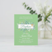 Baptisme Invitation Eucalyptus Greenery BUDGET Briefkaart (Staand voorkant)