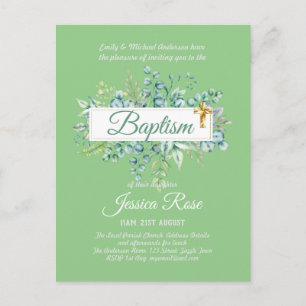Baptisme Invitation Eucalyptus Greenery BUDGET Briefkaart