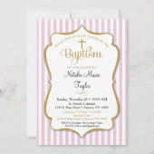 Baptisme Invitation Girls Pink Gold Elegant Kaart (Voorkant)