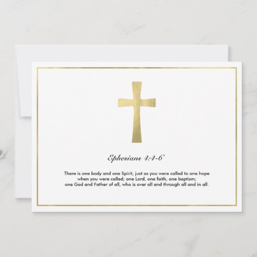 Baptisme Invitation, hedendaags, Faux Gold Kaart (Achterkant)