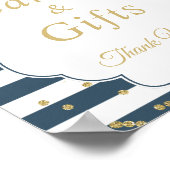 Baptisme Kaarten en cadeautjes marineblauwgoudhand Poster (Hoek)