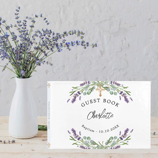 Baptisme lavendel violette floralen eucalyptus gastenboek