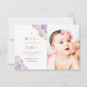 Baptisme lavender inkt bedankt kaart (Voorkant)