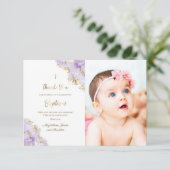 Baptisme lavender inkt bedankt kaart (Staand voorkant)