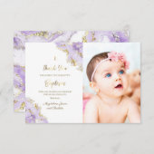Baptisme lavender inkt bedankt kaart (Voorkant / Achterkant)
