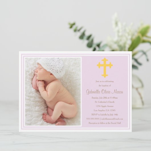 Baptisme - Lavender | Uitnodiging (Staand voorkant)