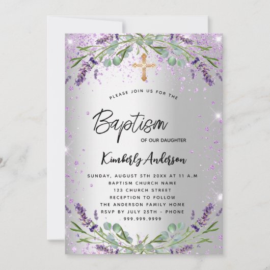 Baptisme lavender violet kaart (Voorkant)