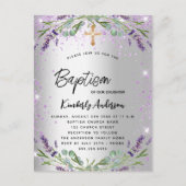 Baptisme lavender violet uitnodiging briefkaart (Voorkant)