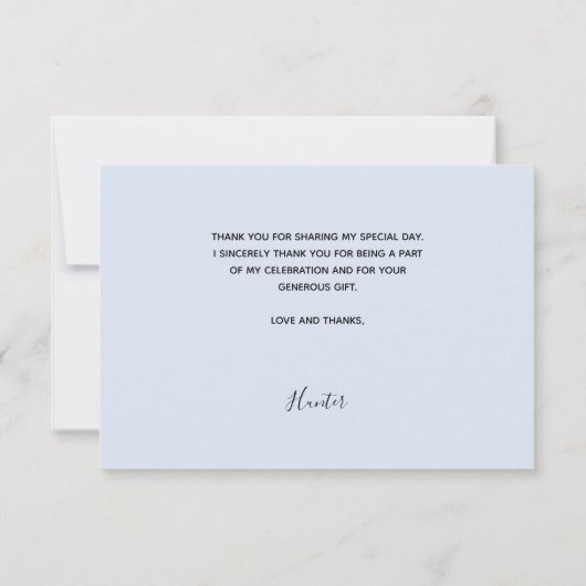 Baptisme lichtblauw fotoscript baby boy bedankkaart (Achterkant)