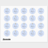 Baptisme lichtblauwe glitter sparkles ronde sticker (Vel)