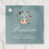 baptisme marsala floral oceanogram bedankjes labels (Voorkant)