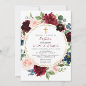 Baptisme meisje burgundy blush navy blue goureuze  kaart (Voorkant)