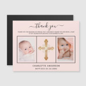 Baptisme meisje roos gouden foto magneet bedankt! (Voorkant / Achterkant)