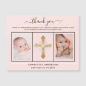 Baptisme meisje roos gouden foto magneet bedankt! (Voorkant)