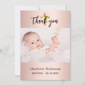 Baptisme meisje roos goudfoto bedankt! kaart (Voorkant)