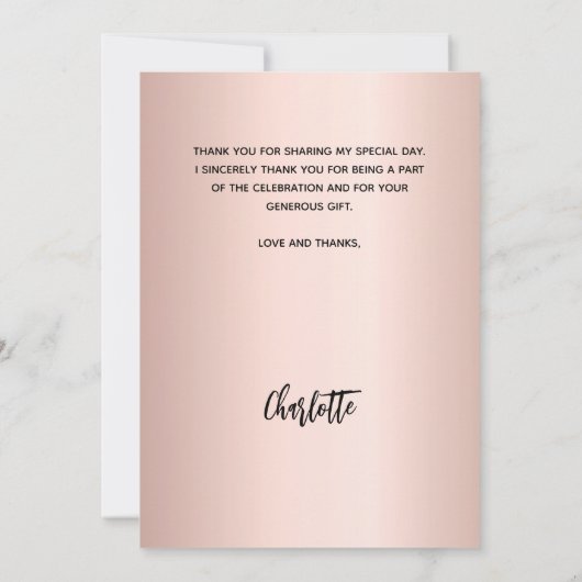 Baptisme meisje roos goudfoto bedankt! kaart (Achterkant)