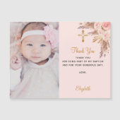 Baptisme meisje roze foto bedankt magneet magnetische uitnodiging (Voorkant)