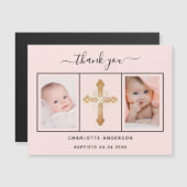 Baptisme meisje roze foto bedankt magneet magnetische uitnodiging (Voorkant / Achterkant)