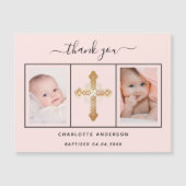 Baptisme meisje roze foto bedankt magneet magnetische uitnodiging (Voorkant)