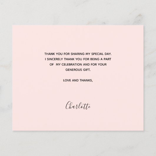 Baptisme meisje roze fotobudget bedankt je kaart (Achterkant)