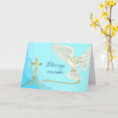 Baptisme met dove en kruis kaart (Gele Bloem)