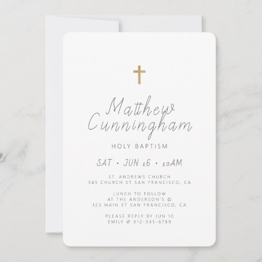Baptisme Moderne Eenvoudige Minimalistische Kruis Kaart (Voorkant)