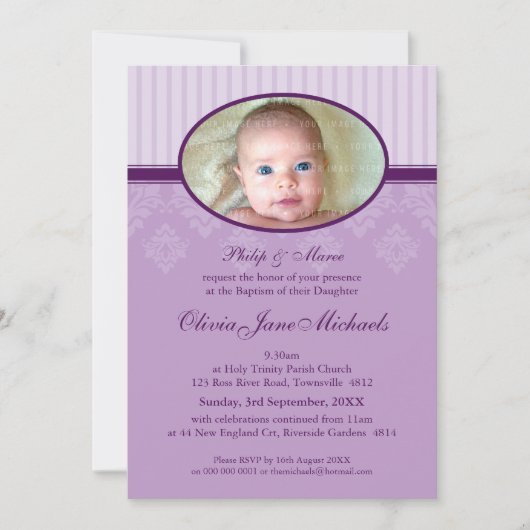 BAPTISME NODIGT UIT:: gezegend 2P Kaart (Voorkant)