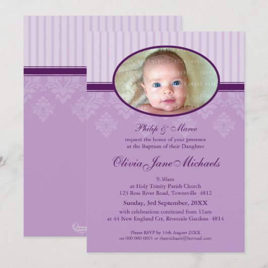 BAPTISME NODIGT UIT:: gezegend 2P Kaart (Voorkant / Achterkant)