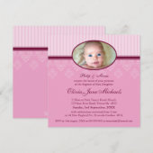 BAPTISME NODIGT UIT:: gezegend 3SQ Kaart (Voorkant / Achterkant)