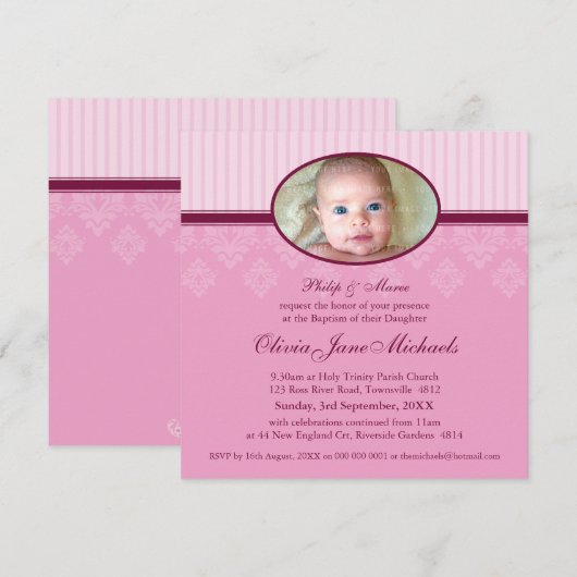 BAPTISME NODIGT UIT:: gezegend 3SQ Kaart (Voorkant / Achterkant)